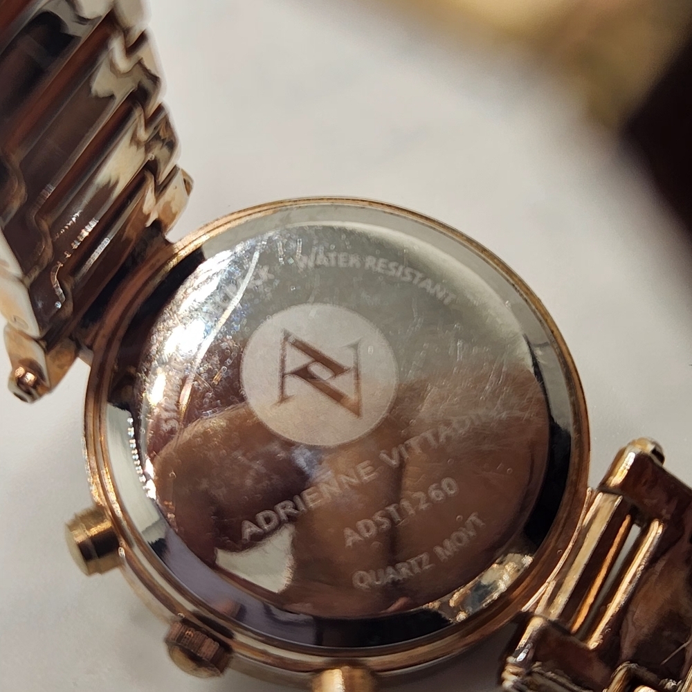 ADRIENNE VITTADINI ROSE GOLD CHRONOGRAPH CRYSTAL ACCENT WOMENS WATCH - Picture 8 of 9